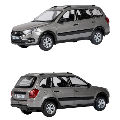 Машинка металлическая Lada Granta Cross масштаб 1:24 свет звук Автопанорама JB1251206 серая 1
